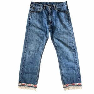 Levi's 505 33x34 with Lace & Ribbon Detail